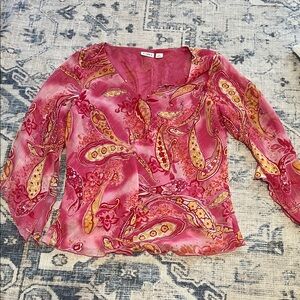 Cato Pink and Yellow Paisley Blouse